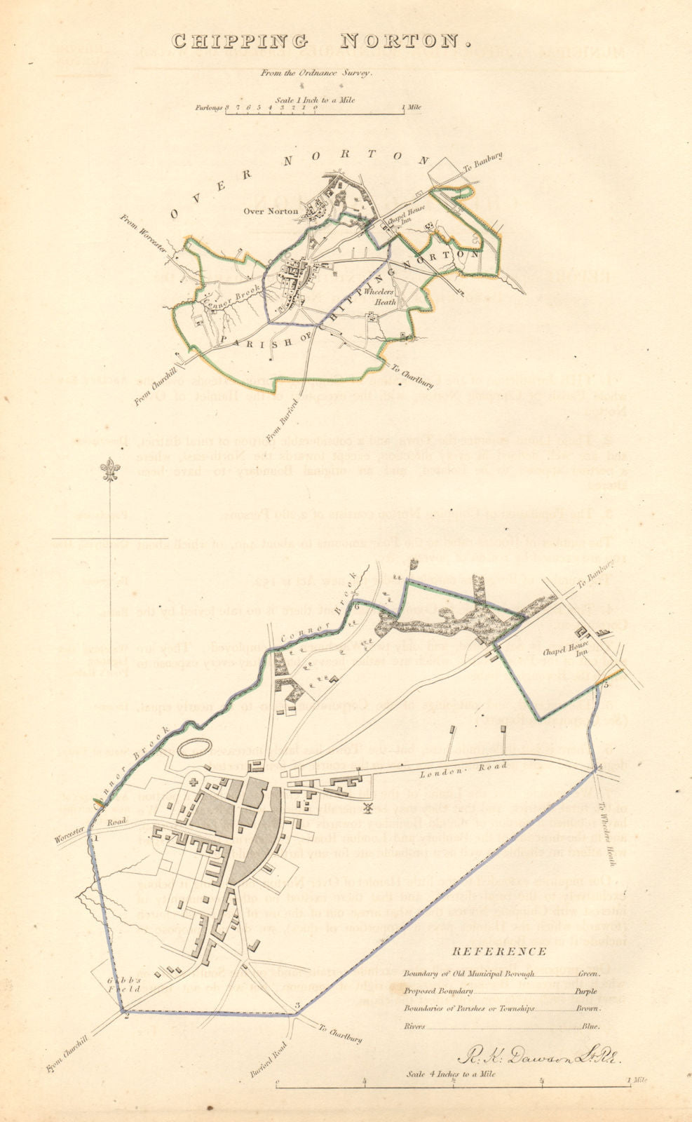 CHIPPING NORTON borough/town plan. BOUNDARY COMMISSION. Oxon. DAWSON 1837 map